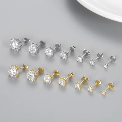 Orecchini di moda coreana Gioielli 925 Sterling Silver Classic Orecchini mono diamanti 2-10mm Zirconia Stud Orecchini Per Donne