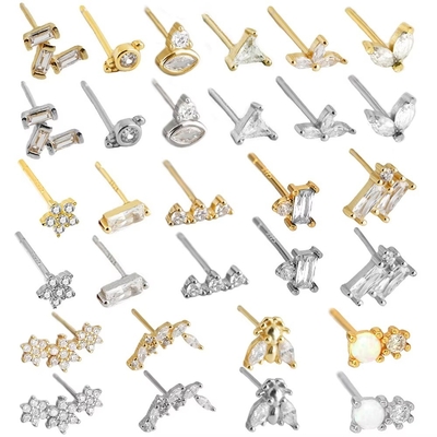 925 Sterling Silver Wholesale Gioielli Minimalisti Piccoli 925 Sterling Silver Zircon Stud Orecchini Dorati Orecchini Per Donne