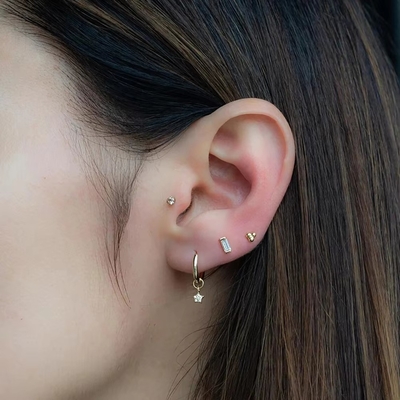 925 Sterling Silver Wholesale Gioielli Minimalisti Piccoli 925 Sterling Silver Zircon Stud Orecchini Dorati Orecchini Per Donne