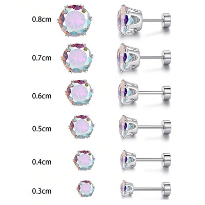 Orecchini di acciaio di titanio di moda con ago fine Orecchini di acciaio inossidabile rotondo 18k Orecchini di zircone dorato