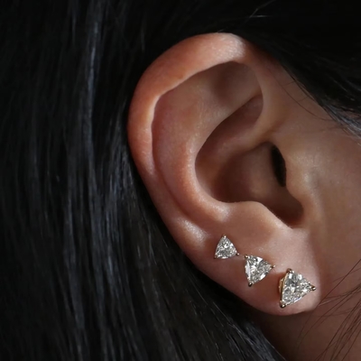 Minimalista Dorato 925 Argento diamante orecchini 925 lucido argento Cuore orecchini Stud