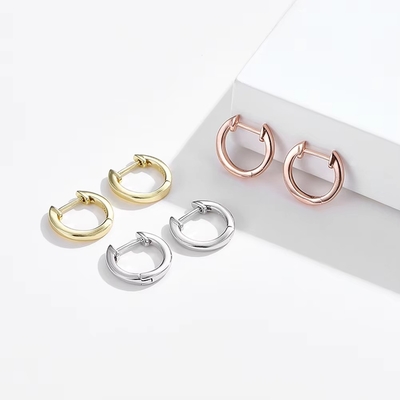 Orologio Placcato 925 Sterling Argento Manichetta Piana Orecchini Oro Vermeil Hoop Huggie Piccoli Orecchini Stud Donne Gioielli