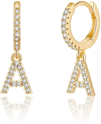 Stivali di moda orecchini iniziali in argento sterling personalizzare gioielli 18K oro placcato orecchini di lettere di moda