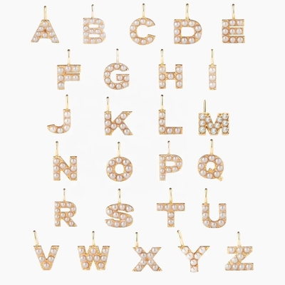925 Sterling Silver Alphabet Ohrringe Studs Gioielli di moda Perla Oro Alphabet Lettera iniziale Charm Pendente