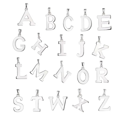 925 Sterling Silver Alphabet Letter Necklace Pendant Personalized Initial Charms Gioielli