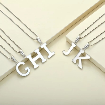 925 Sterling Silver Alphabet Letter Necklace Pendant Personalized Initial Charms Gioielli