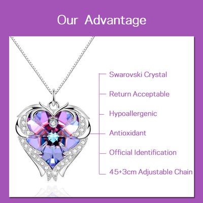Sterling Silver Heart Pendant Necklace porpora