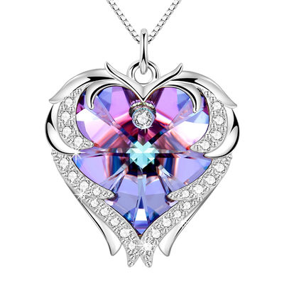 rosa d'avanguardia Crystal Heart Pendant di 18in 0.29oz Sterling Silver Heart Pendant Necklace