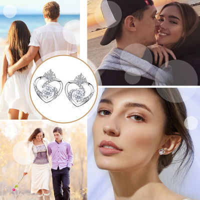 SGS d'argento dei perni del cuore di 11x9.5mm 1.5g Sterling Silver Heart Earrings 3A