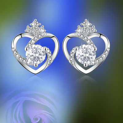 SGS d'argento dei perni del cuore di 11x9.5mm 1.5g Sterling Silver Heart Earrings 3A