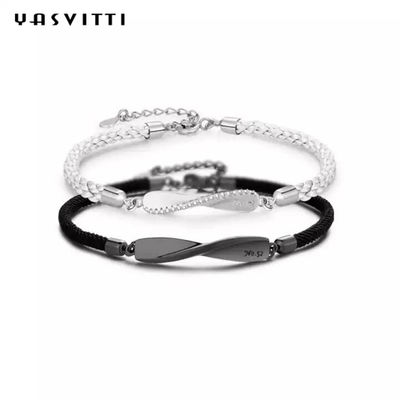 braccialetto della corda del nero di 8.7in 7g Sterling Silver Jewelry Bracelets 3A CZ