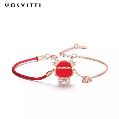 19.5cm ODM rosso del braccialetto della corda di Sterling Silver Jewelry Bracelets Heart CZ da 2,9 grammi