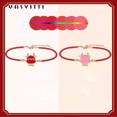 19.5cm ODM rosso del braccialetto della corda di Sterling Silver Jewelry Bracelets Heart CZ da 2,9 grammi