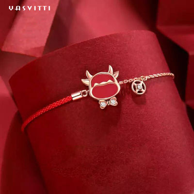 19.5cm ODM rosso del braccialetto della corda di Sterling Silver Jewelry Bracelets Heart CZ da 2,9 grammi
