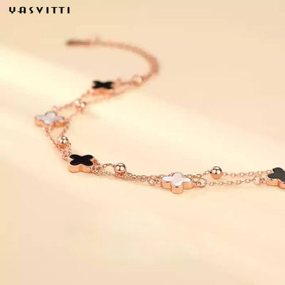 braccialetto d'argento senza piombo del cursore del braccialetto 925 del quadrifoglio 0.12oz di 20cm