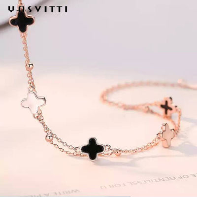 braccialetto d'argento senza piombo del cursore del braccialetto 925 del quadrifoglio 0.12oz di 20cm