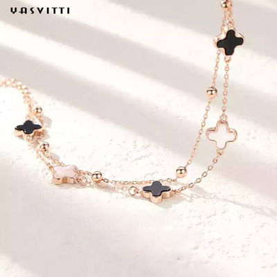 braccialetto d'argento senza piombo del cursore del braccialetto 925 del quadrifoglio 0.12oz di 20cm