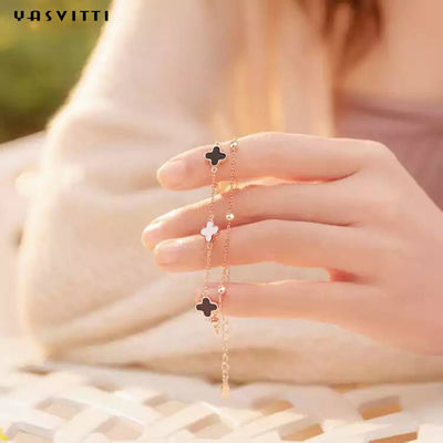 braccialetto d'argento senza piombo del cursore del braccialetto 925 del quadrifoglio 0.12oz di 20cm