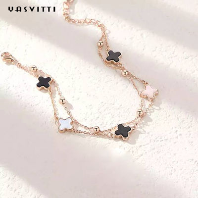 braccialetto d'argento senza piombo del cursore del braccialetto 925 del quadrifoglio 0.12oz di 20cm