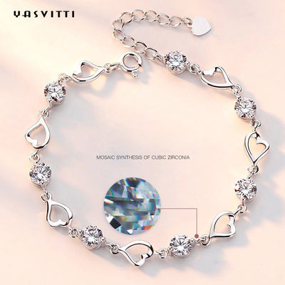 ODM d'argento del braccialetto del cuore di 7.9in 4.6g Sterling Silver Jewelry Bracelets Sterling