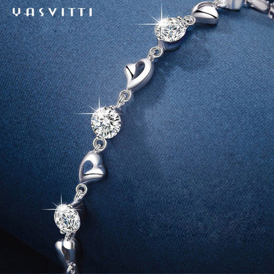 ODM d'argento del braccialetto del cuore di 7.9in 4.6g Sterling Silver Jewelry Bracelets Sterling