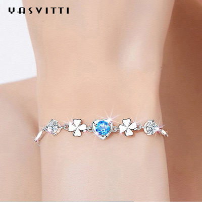 braccialetto d'avanguardia del quadrifoglio dello SGS di 7.7in 0.15oz Sterling Silver Jewelry Bracelets