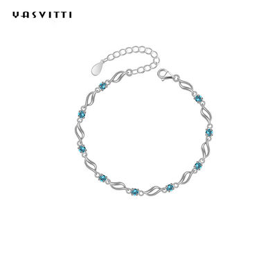 il rodio d'avanguardia dei braccialetti regolabili d'argento di 4.5g 0.62ft ha placcato Crystal Bracelet blu