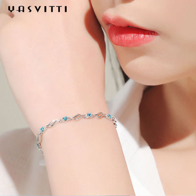 il rodio d'avanguardia dei braccialetti regolabili d'argento di 4.5g 0.62ft ha placcato Crystal Bracelet blu