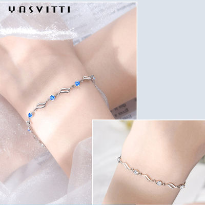 il rodio d'avanguardia dei braccialetti regolabili d'argento di 4.5g 0.62ft ha placcato Crystal Bracelet blu