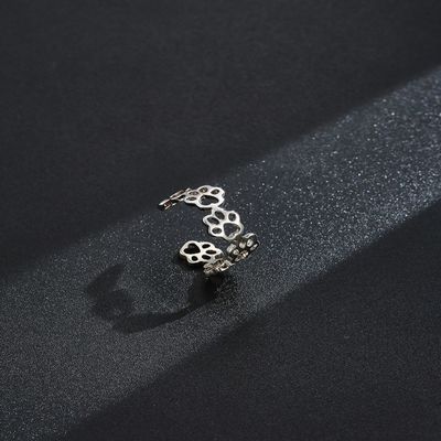 Uomini della zampa S925 Sterling Silver Opening Ring Fashion dell'animale domestico ed anelli delle donne