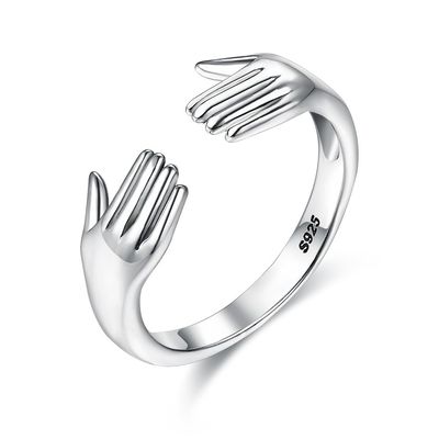 Anello di Ring For Women 925 Sterling Silver Double Hand Shape del dito