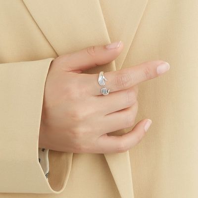 Anello di Ring For Women 925 Sterling Silver Double Hand Shape del dito