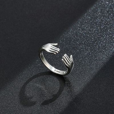 Anello di Ring For Women 925 Sterling Silver Double Hand Shape del dito