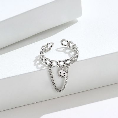 Anello sorridente del fronte di festival di 0.08CM 1.7g Sterling Silver Jewelry Rings Unisex
