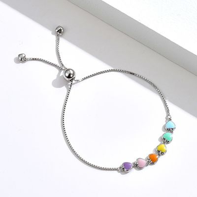 braccialetto d'argento del cursore della palla di 0.14oz 8.3in Sterling Silver Slider Bracelets 5A CZ