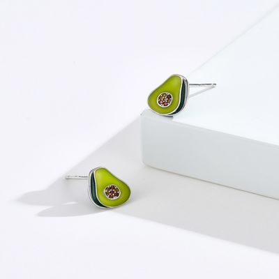 perni degli orecchini dell'avocado di 1.1x0.9cm 2.29g Sterling Silver Jewelry Earrings Unisex