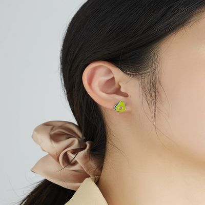 perni degli orecchini dell'avocado di 1.1x0.9cm 2.29g Sterling Silver Jewelry Earrings Unisex