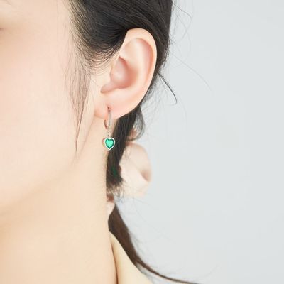 OEM di 2.1x0.7cm 2.3g Sterling Silver Heart Shaped Earrings Crystal Snake Hoop Earring