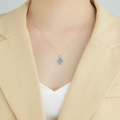 collana del pendente della mano di 14.5x11mm 220mg Sterling Silver Jewelry Necklaces Turkish 48cm