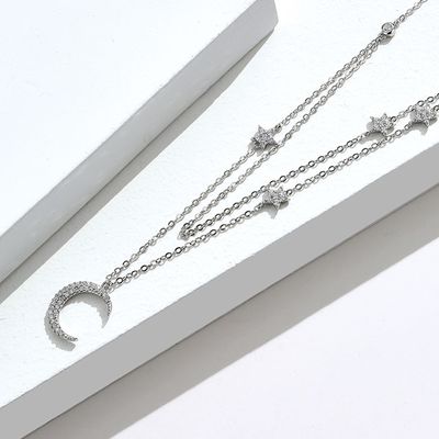 ODM della collana della catena del doppio di 18in 2.9g Sterling Silver Necklace Chains AAAAA CZ