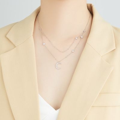 ODM della collana della catena del doppio di 18in 2.9g Sterling Silver Necklace Chains AAAAA CZ