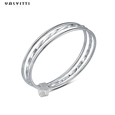 SGS d'argento del braccialetto del braccialetto del cerchio 5.8cm 23g Crystal Bracelet Rhodium Boho Crystal
