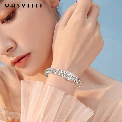 SGS d'argento del braccialetto del braccialetto del cerchio 5.8cm 23g Crystal Bracelet Rhodium Boho Crystal