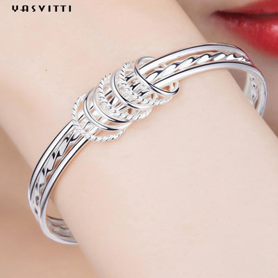 SGS d'argento del braccialetto del braccialetto del cerchio 5.8cm 23g Crystal Bracelet Rhodium Boho Crystal