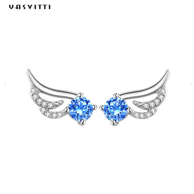 Orecchini minimalisti svegli del perno dei gioielli di tendenza della farfalla blu semplice di Angel Wings