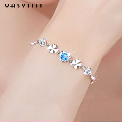 braccialetto d'avanguardia del quadrifoglio dello SGS di 7.7in 0.15oz Sterling Silver Jewelry Bracelets