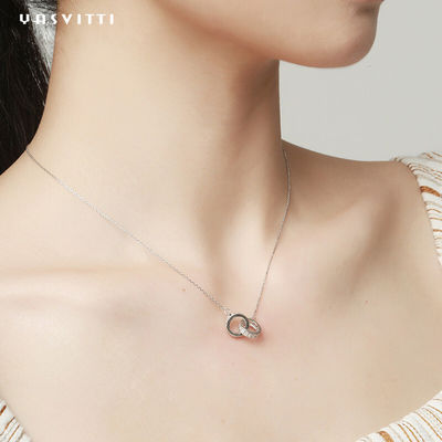 la collana a catena d'argento 2.08g 18k di 6.7X8.2mm placca la doppia collana del ciclo