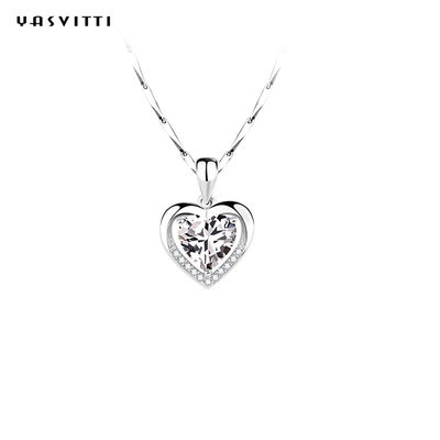 collana di zircone di fidanzata di 0.69ft 0.7oz Sterling Silver Heart Pendant Necklace