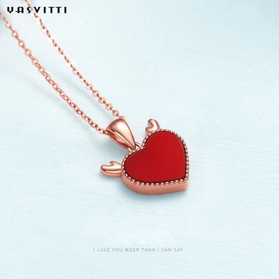 collana d'avanguardia del cuore di Antler dei cervi di 3gram 15.7in Sterling Silver Heart Pendant Necklace