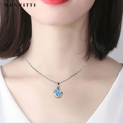 Gioielli di pietra geometrici di lusso delle collane del pendente di Sterling Silver Necklace Blue Topaz